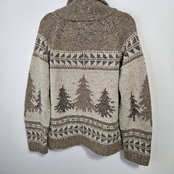 SOLD VTG Ralph Lauren Handknit Winter Deer Wool Cardigan Men's XL Brown - Picture 8 of 15